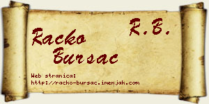 Racko Bursać vizit kartica